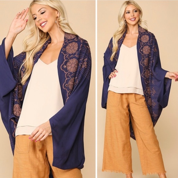 Anthropologie Sweaters - NWOT    Embroidered Eyelet Detail Cocoon Kimono. Still in plastic wrap